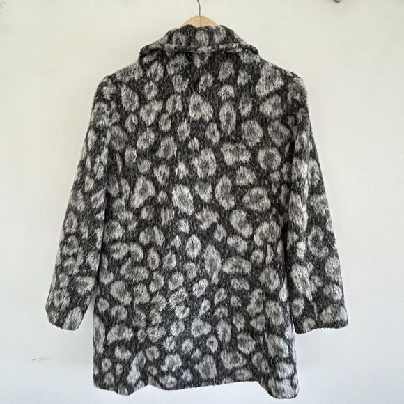 LOFT Coat MP M Medium Petite Leopard Animal Print Asymmetric Zipper Wool Blend - Picture 7 of 7
